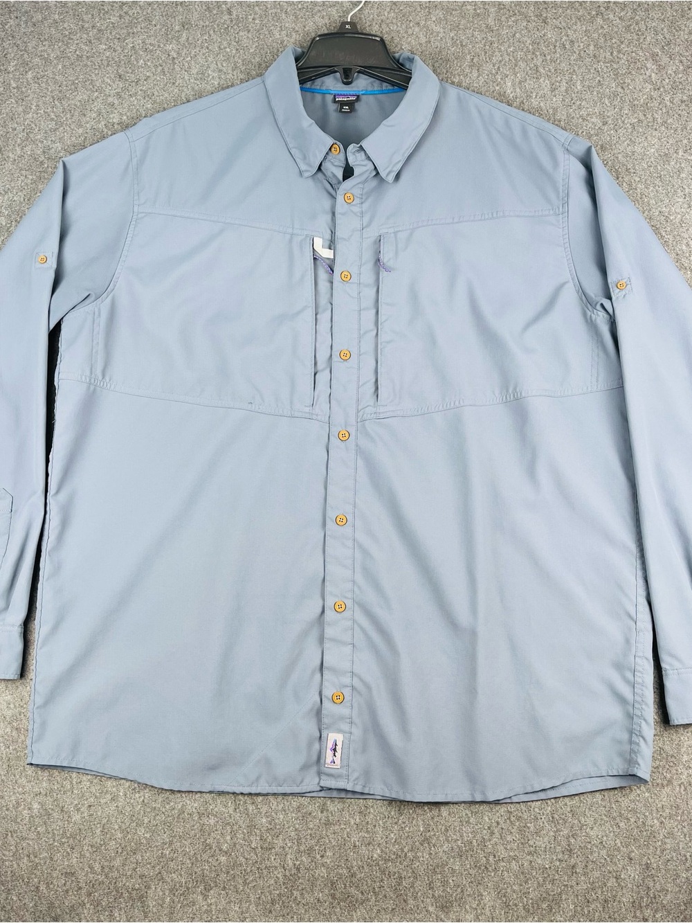 Patagonia Shirt Men 2XL Plume Grey Sol Patrol Vented Fishing UPF Button Up 54253